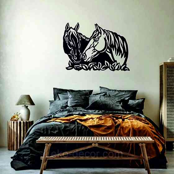 Декоративное настенное Панно «Коні»  Декор на стену 110*81 см, Черный Киев