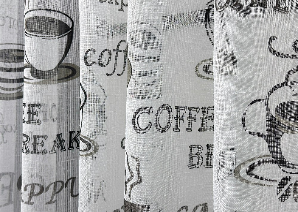 Кухонная тюль-арка VR-Textil № 1791т лен белый с черным 300х115 см (53-0113) Киев - изображение 4