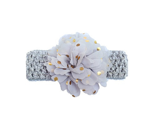 Детская серая повязка на голову - окружность головы около 40-52см, диаметр цветка 9см Киев - изображение 1