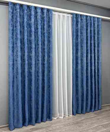 Комплект готовых штор VR-Textil Жаккард Sultan XO №1149ш Синий 150х290 см 2 шт (33-1288) Киев
