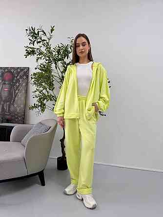 Жіночий стильний повсякденний костюм-двійка, турецька петля бавовна Лайм Одеса