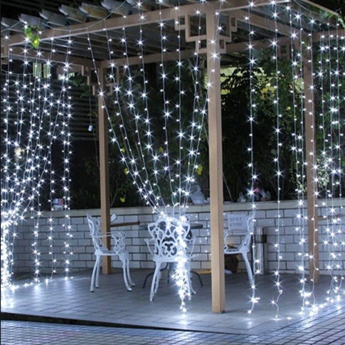 Гірлянда штора Водоспад 3х2 м 280 LED (прозорий шнур з перехідником) Біле світло Київ - фото 7