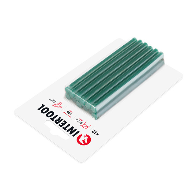 Комплект клейових стрижнів зелених, 7,4×100 мм, 12 шт. INTERTOOL RT-1058 Київ - фото 2