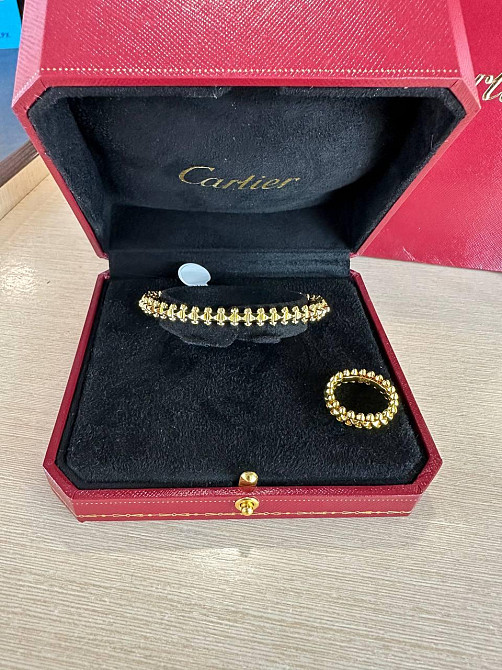 Кольцо Cartier зубчики и браслет Картье зубчики / Картье Комплект лимонное золото Одесса - изображение 1