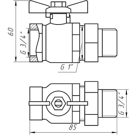 Кран шаровый прямой с американкой ARCO 3/4″ TURIA 0117408 (000004845) Киев