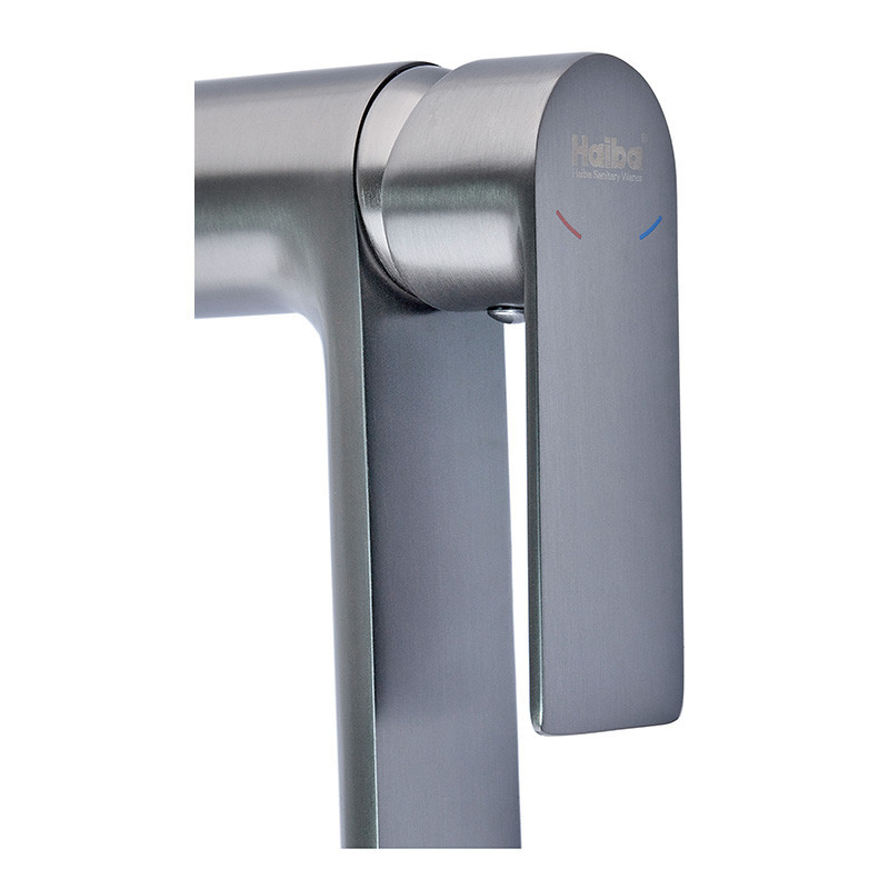 Смеситель для умывальника Haiba Alex 001 Long Графит (HB3993) Харьков - изображение 3