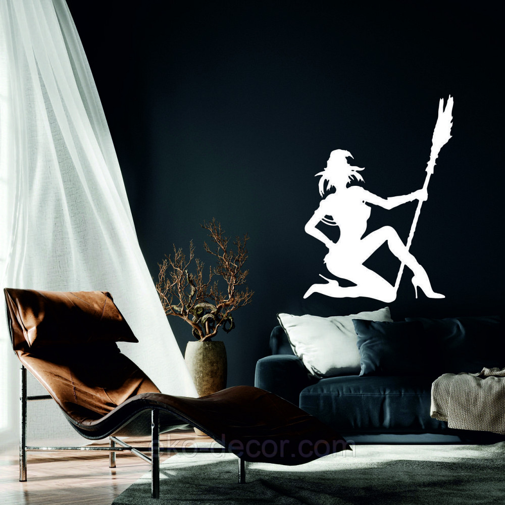 Декоративное настенное Панно «Девушка с метлой», Декор на стену 70*50 см, Белый Киев - изображение 1