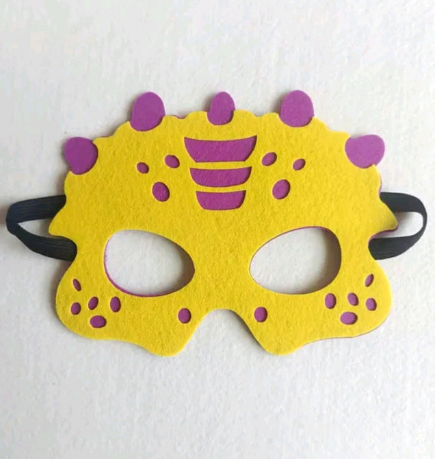 Детская маска динозавр детям на утренник 14 на 19 см желтый Киев - изображение 1