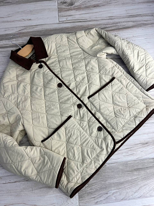 Куртка жіноча Lady Yep 9090 сорочка оверсайз стьобана демісезонна на гудзиках комбінована з вельветом бежева, бежевий, M Київ - фото 13