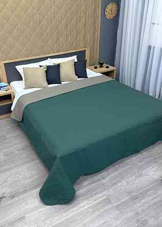 Покривало двостороннє Decorator Microfiber листя 180х215 см зелений з сірим (85-091) Київ