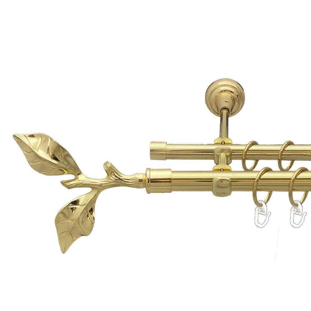 Карниз Orvit Листок Троянди металевий дворядний відкритий гладка труба кільце металеве Золото 19\16 мм 200 см Львов - изображение 1