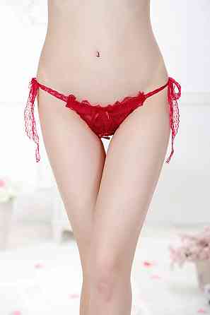 Трусики з розрізом жіночі з бантиками one size червоний Київ