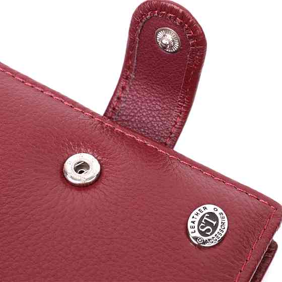 Практична візитниця з натуральної шкіри ST Leather 22468 Бордовий Київ