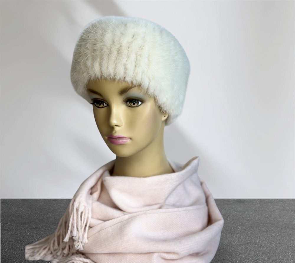 Норковая повязка на голову женская Молочный Харьков - изображение 3