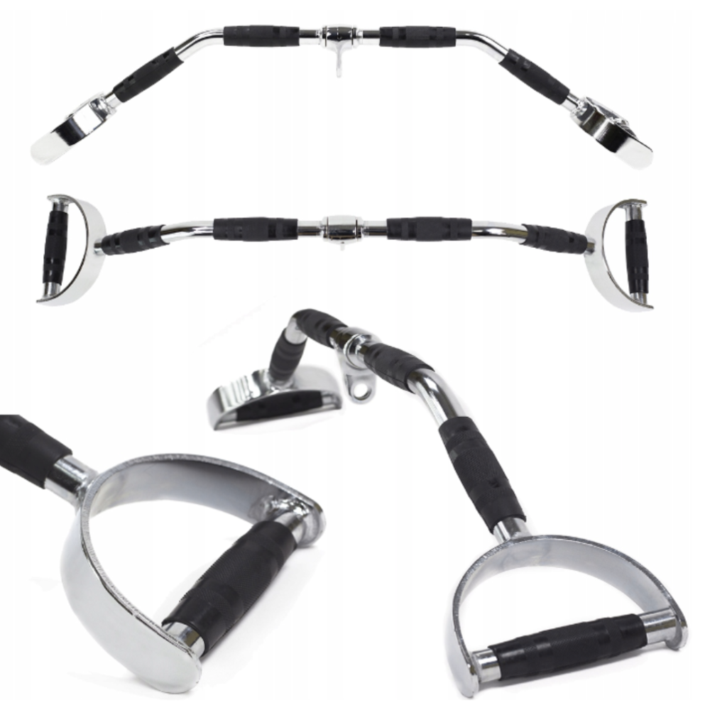 Ручка для верхньої тяги York Fitness 86см з паралельним хватом вигнута з гумовими рукоятками, хром Киев - изображение 9