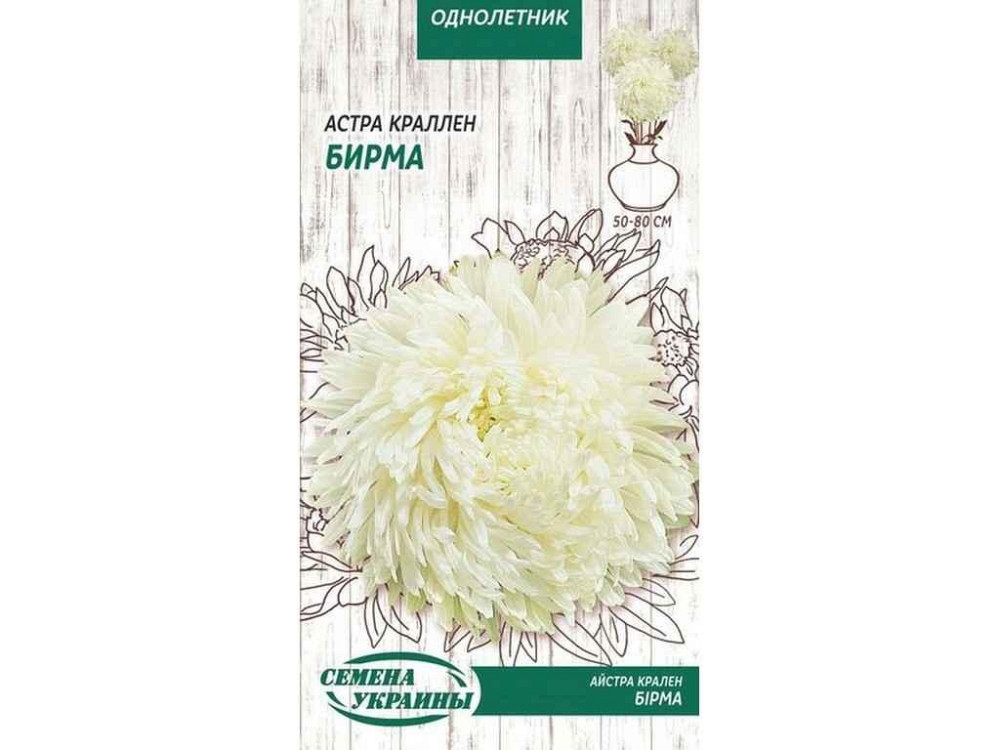 Астра краллен Бирма (білий) ОД 0,25г (10 пачок) ТМ НАСІННЯ УКРАЇНИ Київ - фото 1
