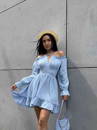 Женское летнее романтичное мини платье натуральный муслин Одесса