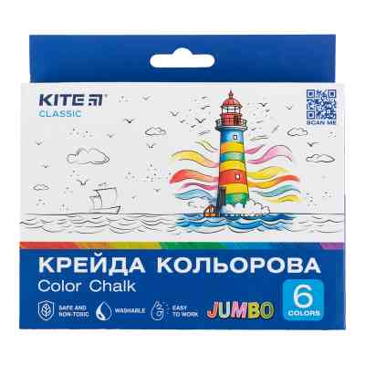 Мел Kite цветные Jumbo Classic, 6 цветов (K-073) Винница