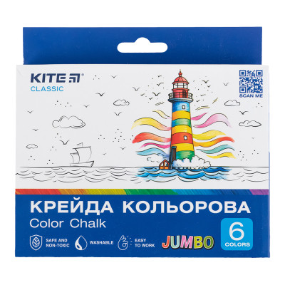 Крейда Kite кольорова Jumbo Classic, 6 кольорів (K-073) Вінниця - фото 1