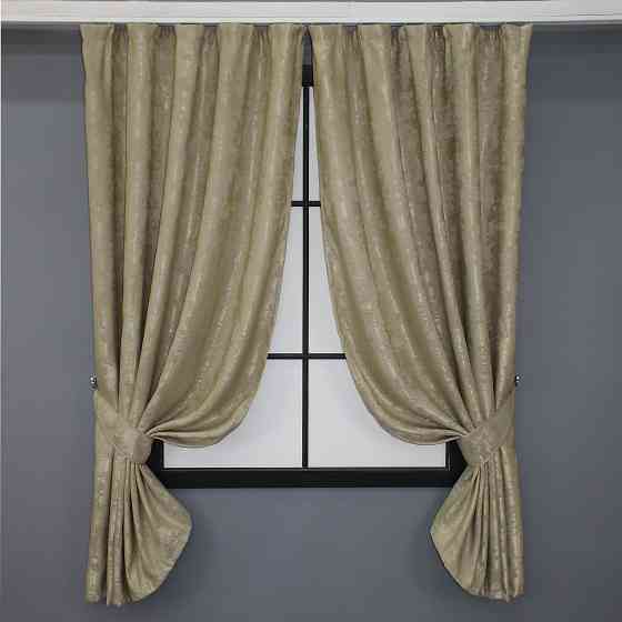 Комплект коротких штор VR-Textil Жаккард Sultan XO № 1284ш Золотистый 130х170 см 2 шт (35-0087) Киев