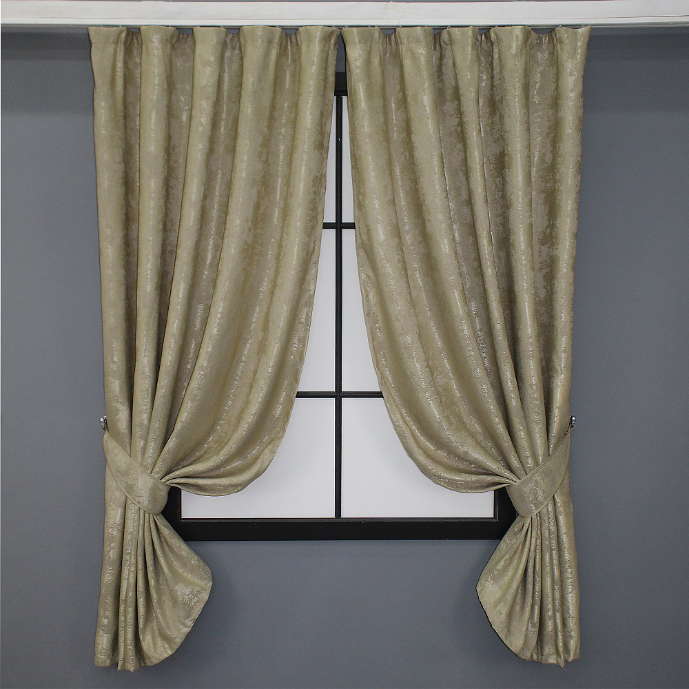 Комплект коротких штор VR-Textil Жаккард Sultan XO № 1284ш Золотистый 130х170 см 2 шт (35-0087) Киев - изображение 1