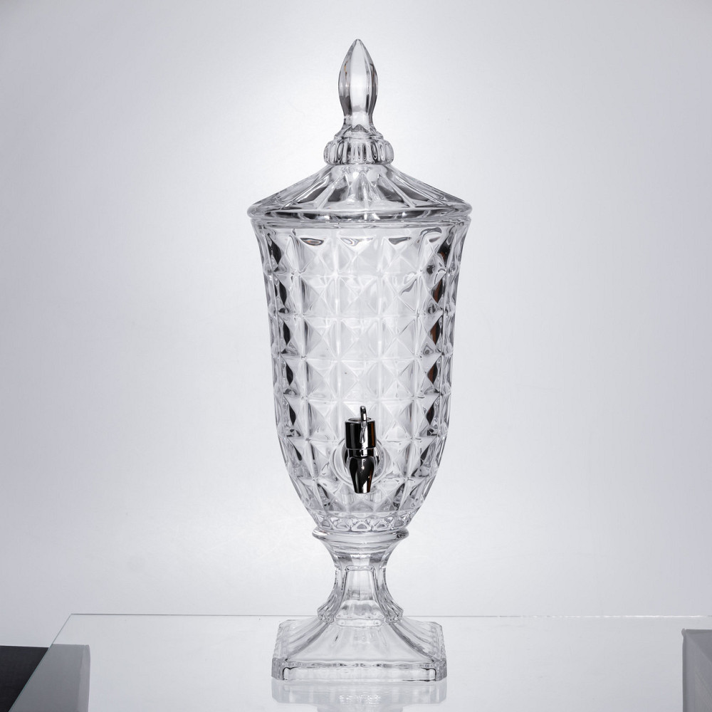 Лимонадниця з краном на підставці скляна 2 л лимонадник 46 см прозорий HP-19-12F Київ - фото 2