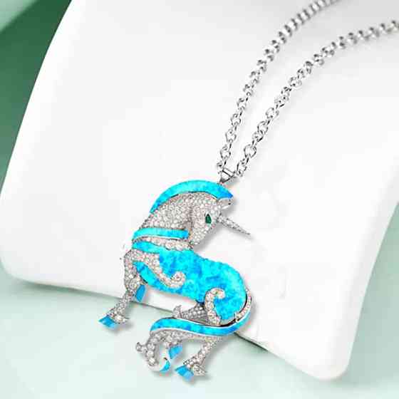 Цепочка с единорогом серебристая, длина цепочки 48см, единорог 2,5*2см Киев