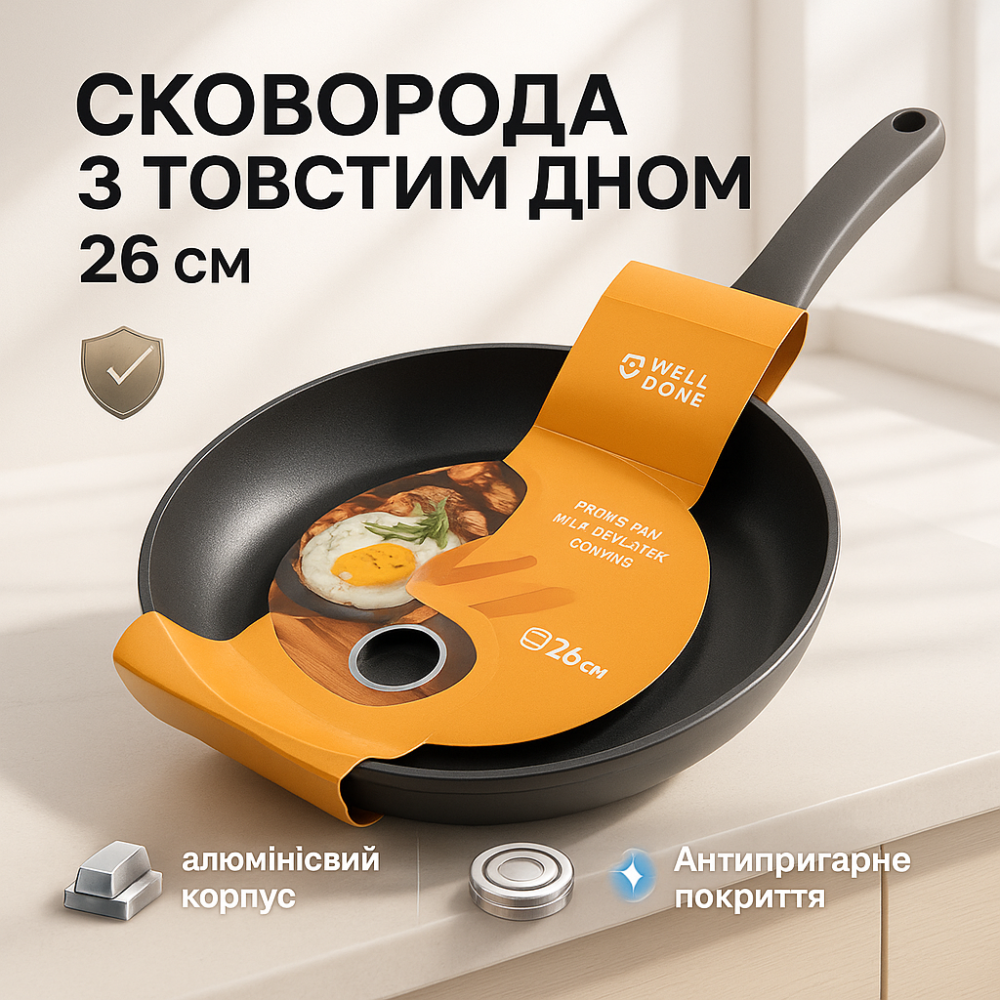 Сковорода для варіння WELL, Сковорода універсальна для дому зручна кухні YB-31 Львів - фото 16