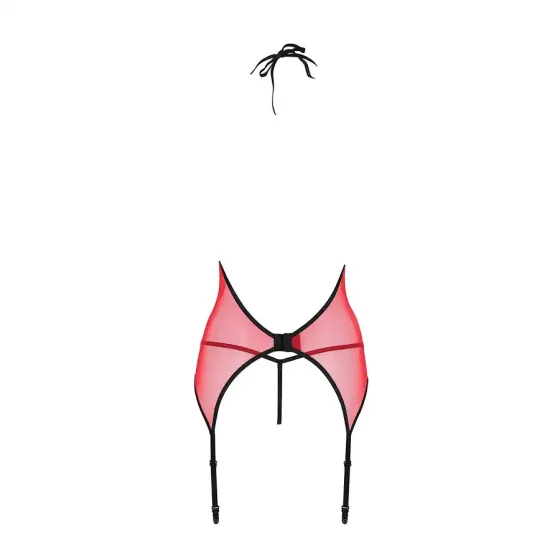 Корсет з пажами для панчіх Passion PEONIA CORSET S/M red, стрінги Львов