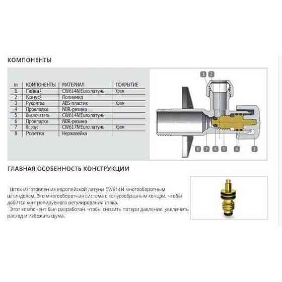 Кран вентильный кутовий ARCO 1/2″х 3/4(+3/8″) ZENIT Z0915 REGULA Тернопіль
