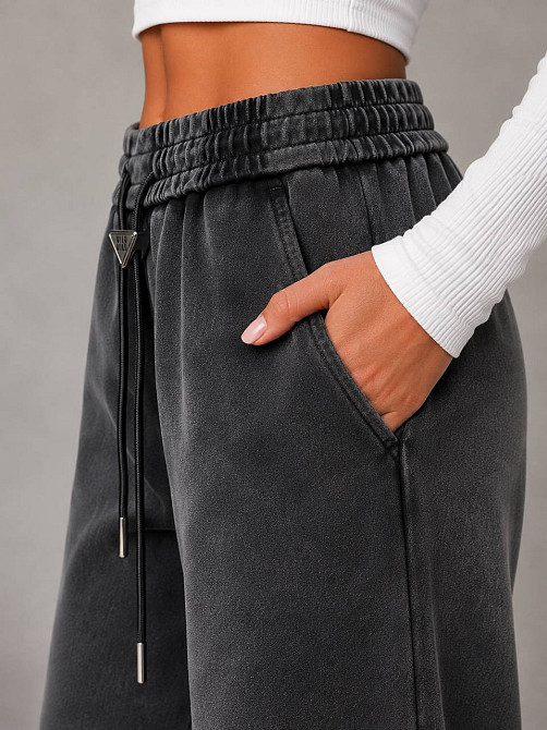 Брюки жіночі Yimeite 6001-6002 палаццо варені спортивні на резинці зі шнурком темно-сірі, темно-сірий, 26 Київ - фото 5