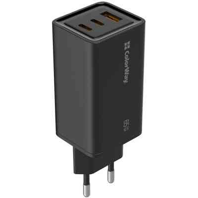 Зарядний пристрій ColorWay GaN3 Pro Power Delivery (USB-A + 2 USB TYPE-C) (65W) (CW-CHS039PD-BK) Вінниця