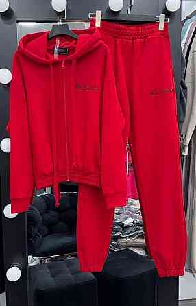 Жіночий стильний повсякденний костюм-двійка лакосту Червоний, 44 Одеса