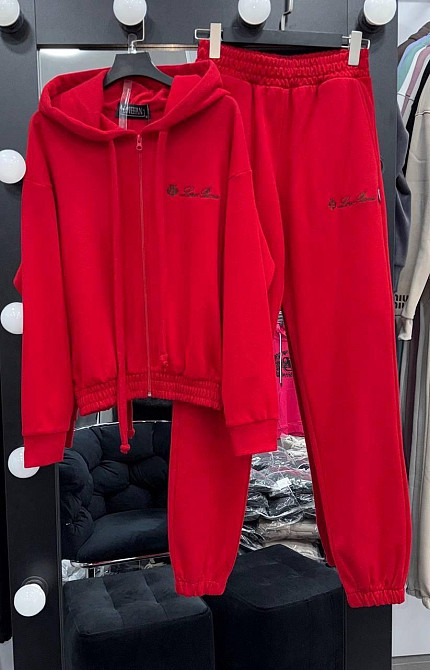 Жіночий стильний повсякденний костюм-двійка лакосту Червоний, 44 Одеса - фото 1