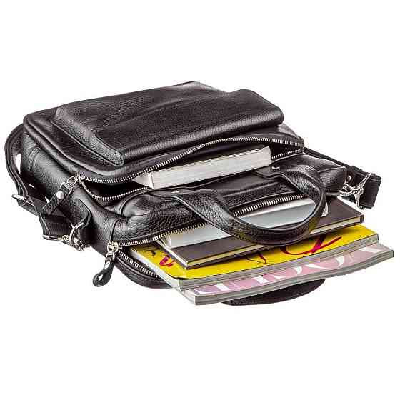 Чоловіча сумка вертикального формату SHVIGEL 11167 під А4 Чорна флотар Київ