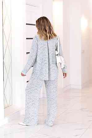 Жіночий легкий прогулянковий костюм: сорочка та штани американський креп Блакитний, 42/44 Одеса