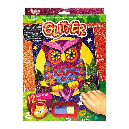Розмальовка глітерними блискітками за номерами "Сова" РГН-02-03 міні 20,5х26 см Вінниця