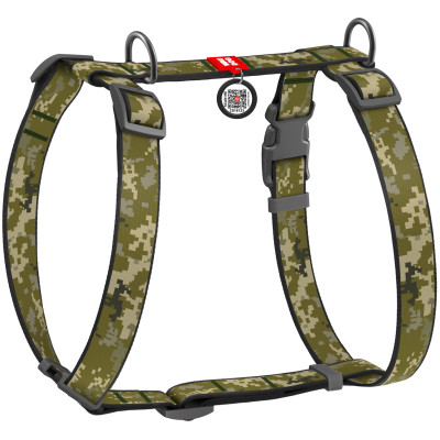 Шлея для собак WAUDOG Nylon з QR паспортом анатомічна H-подібна "Мілітарі" L (322-4026) Вінниця - фото 1