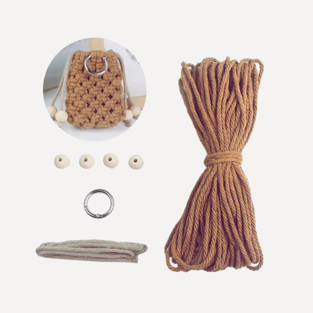 Набор макраме для ручного вязания чехла для наушников и аксессуаров 8х7 см хаки для рукоделия и творчества Каменец-Подольский - изображение 2