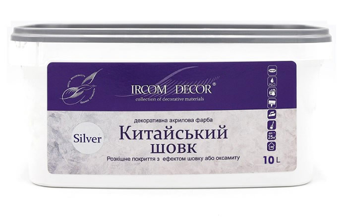 Декоративна фарба Ircom Decor Китайський шовк Silver Срібло 10 л Киев - изображение 4