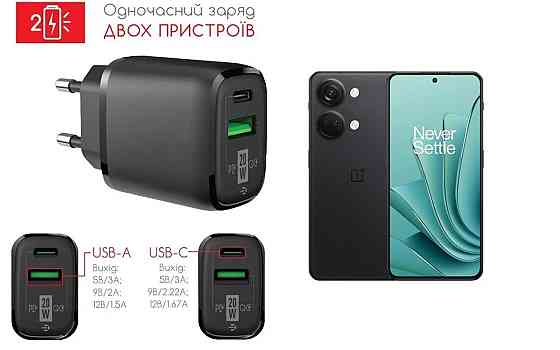 Сетевое зарядное устройство для OnePlus Nord 2 5G, Nord 2T 5G, 20W 3A, Quick Charge 3.0 Киев