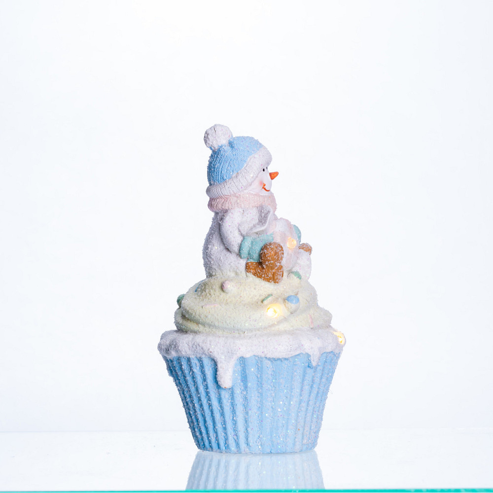 Yiwu Новорічна декоративна фігурка з підсвіткою 10×10×17.5 см Новорічний декор Сніговик на кекс Коломия - фото 3
