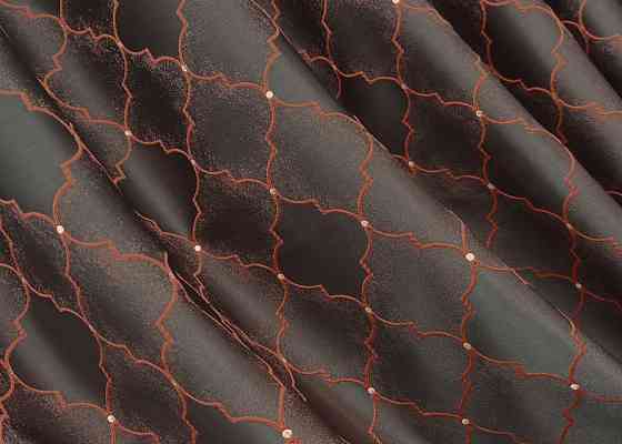 Шторна тканина жакард, колеція "SAPFIR" колір графітовий з теракотовим 1752ш Київ