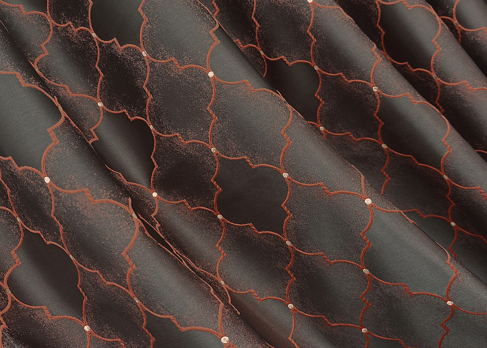 Шторна тканина жакард, колеція "SAPFIR" колір графітовий з теракотовим 1752ш Київ - фото 1