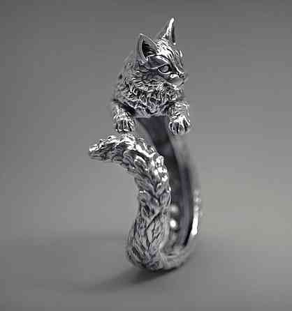 Кольцо кот на палец, винтажное кольцо с котом, регулируемое кольцо из цинкового сплава Киев