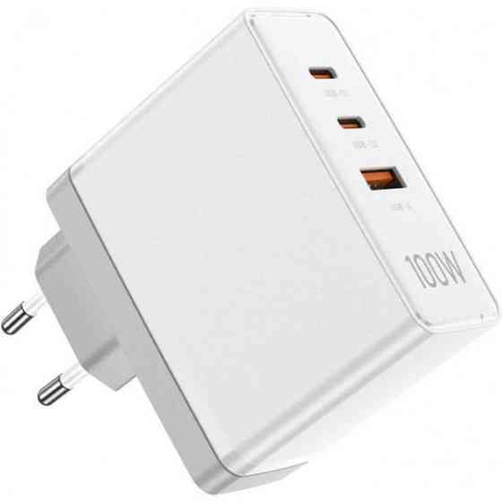 Зарядний пристрій 3xUSB 100W GaN (2хUSB-C+USB-A) білий Vention (FEGW0-EU) Киев