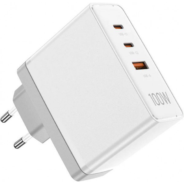 Зарядний пристрій 3xUSB 100W GaN (2хUSB-C+USB-A) білий Vention (FEGW0-EU) Киев - изображение 2