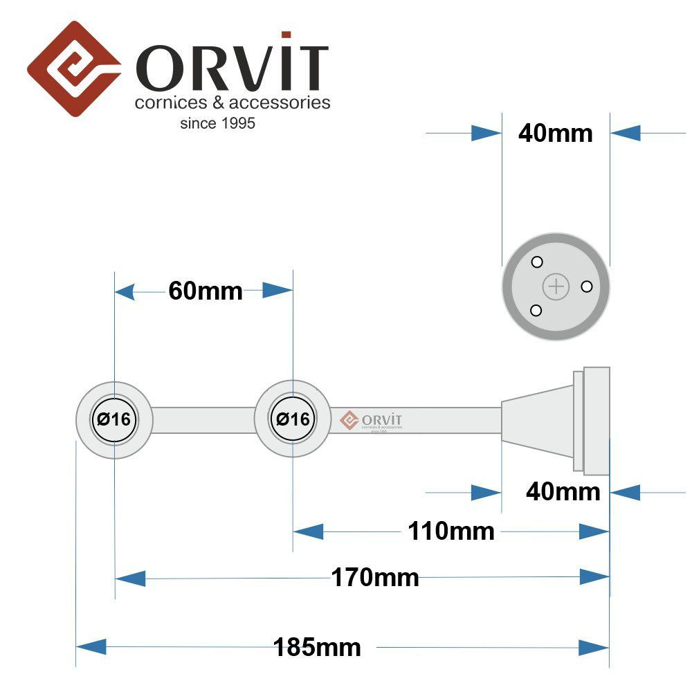 Тримач Orvit ЛИТИЙ дворядний до стіни 16\16 мм ЧОРНЕ ЗОЛОТО Львов - изображение 2