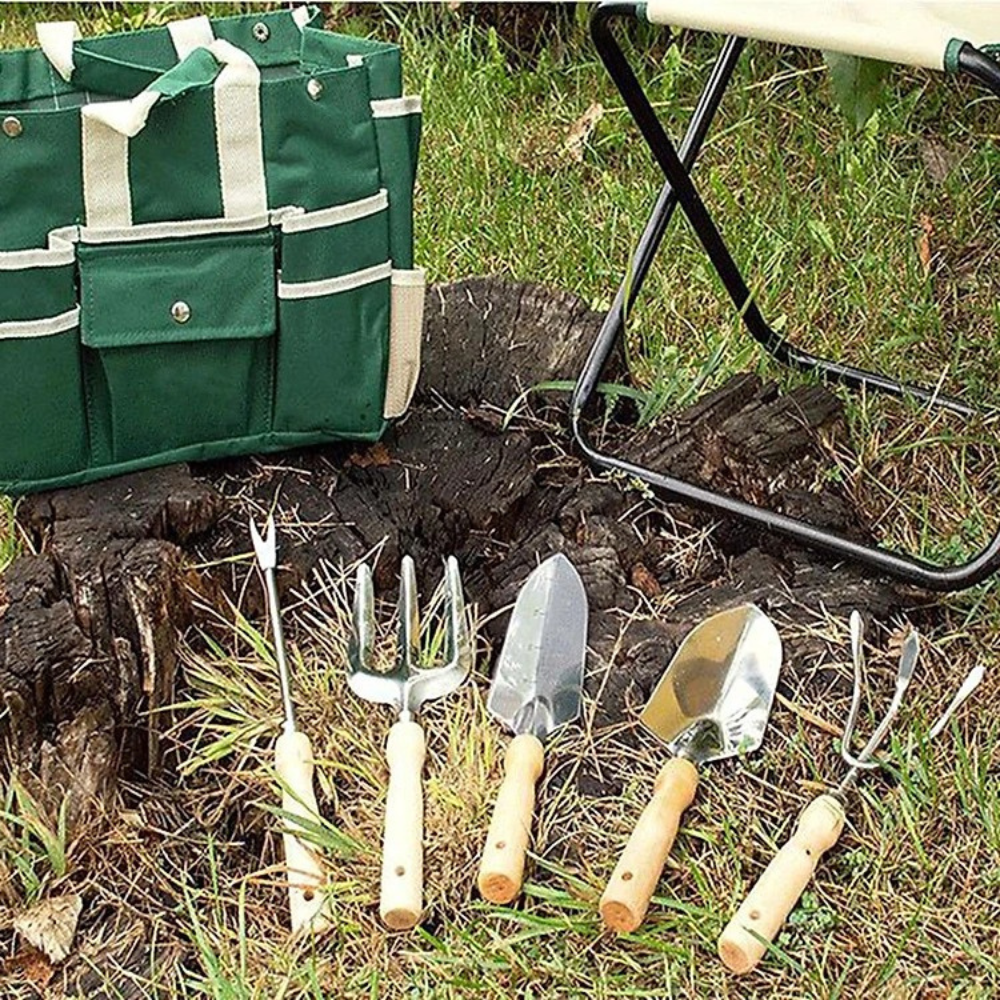 Набор для сада и огорода,сумка с набором из 7 ручных садовых инструментов и складным стулом и аксессуарами Каменец-Подольский - изображение 9