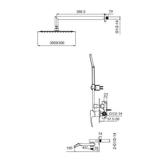 Вбудована душова система із змішувачем Koer KB-66007-05    ( KR3465 ) 39372 Харків